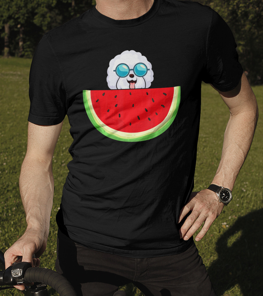 Bichon Frise With Sunglasses And Watermelon Slice T-Shirt