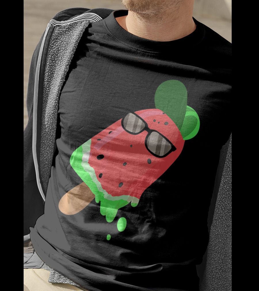 Fruity Fashion Ice Cream Watermelon With Sunglasses T-Shirt