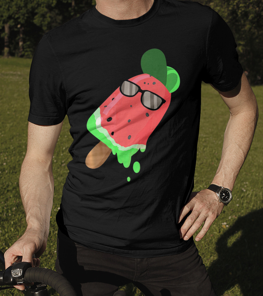 Fruity Fashion Ice Cream Watermelon With Sunglasses T-Shirt