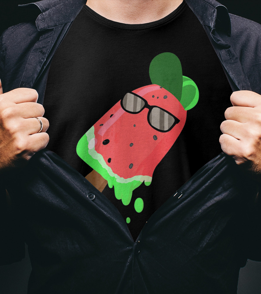 Fruity Fashion Ice Cream Watermelon With Sunglasses T-Shirt