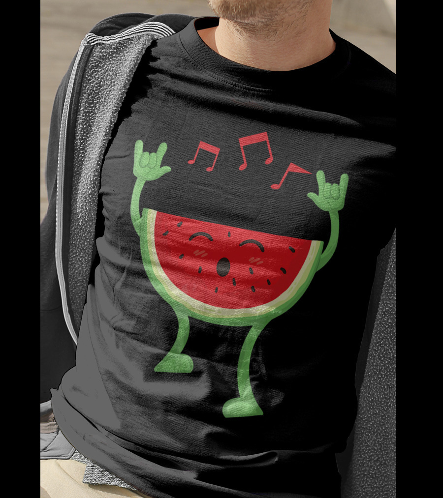 Adults Watermelon Halloween Costumes Ide Fun Music Notes Celebrating Rock T-Shirt