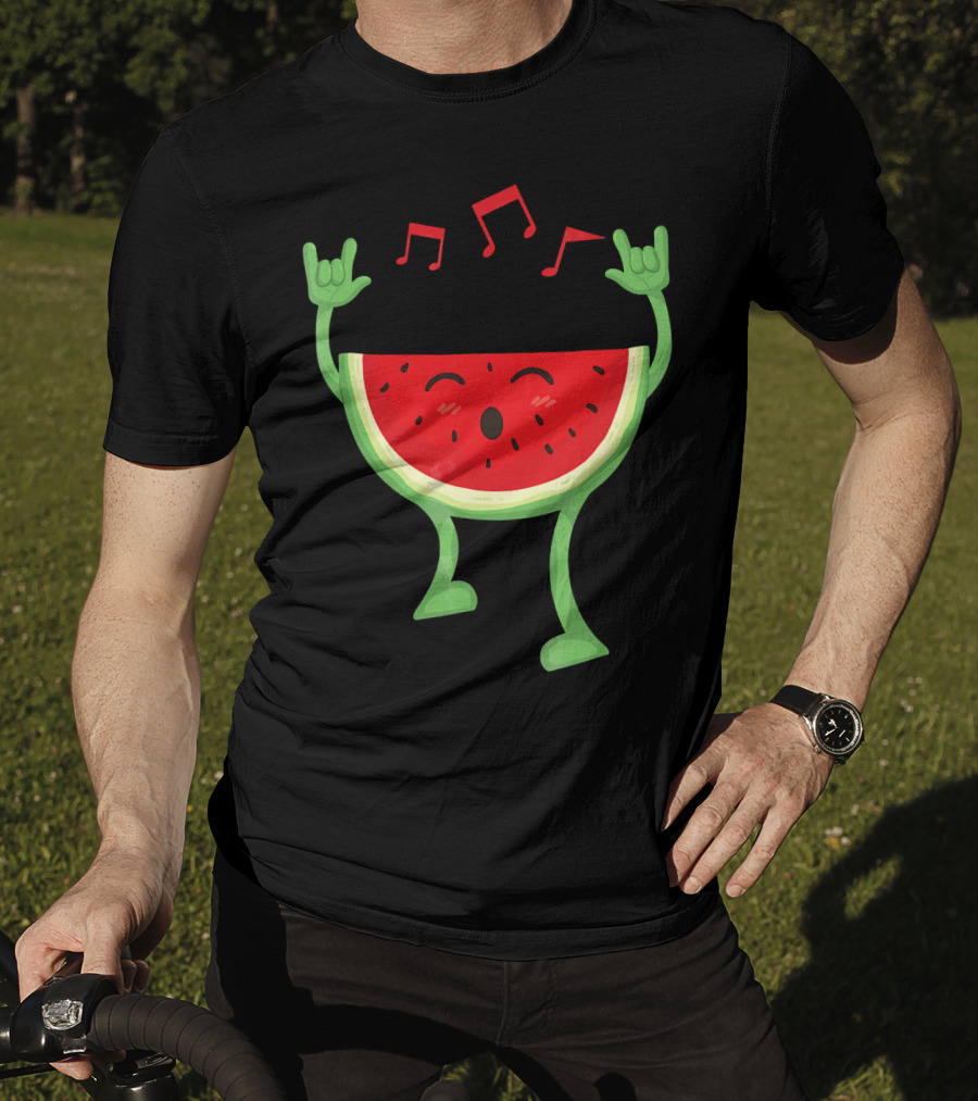 Adults Watermelon Halloween Costumes Ide Fun Music Notes Celebrating Rock T-Shirt