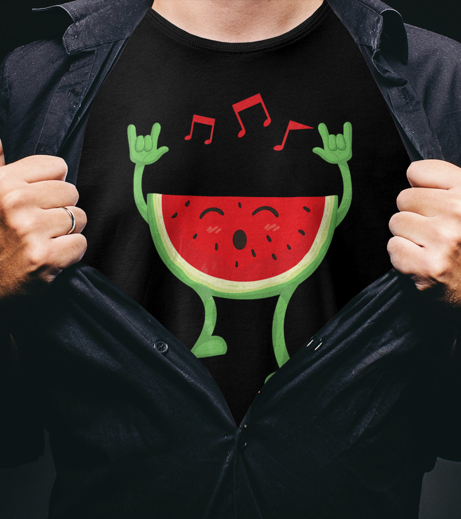Adults Watermelon Halloween Costumes Ide Fun Music Notes Celebrating Rock T-Shirt