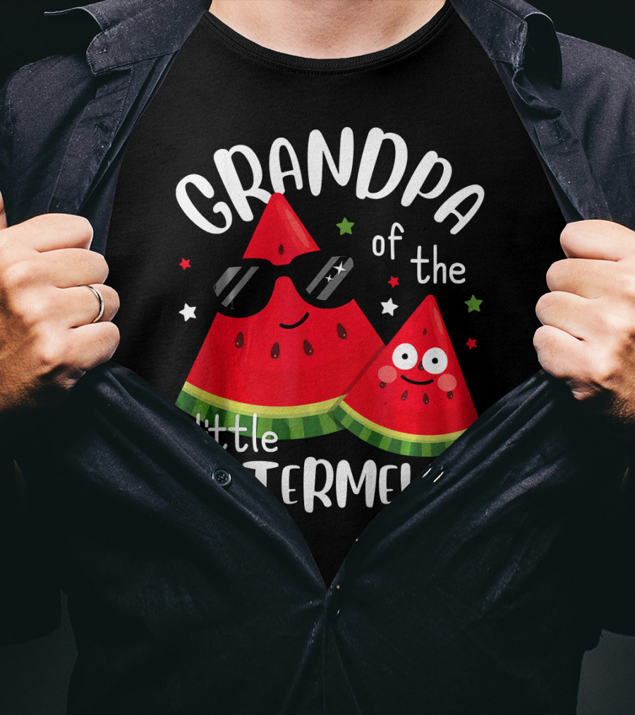 Grandpa Of The Little Watermelon With Sunglasses And Smiling Faces T-Shirt