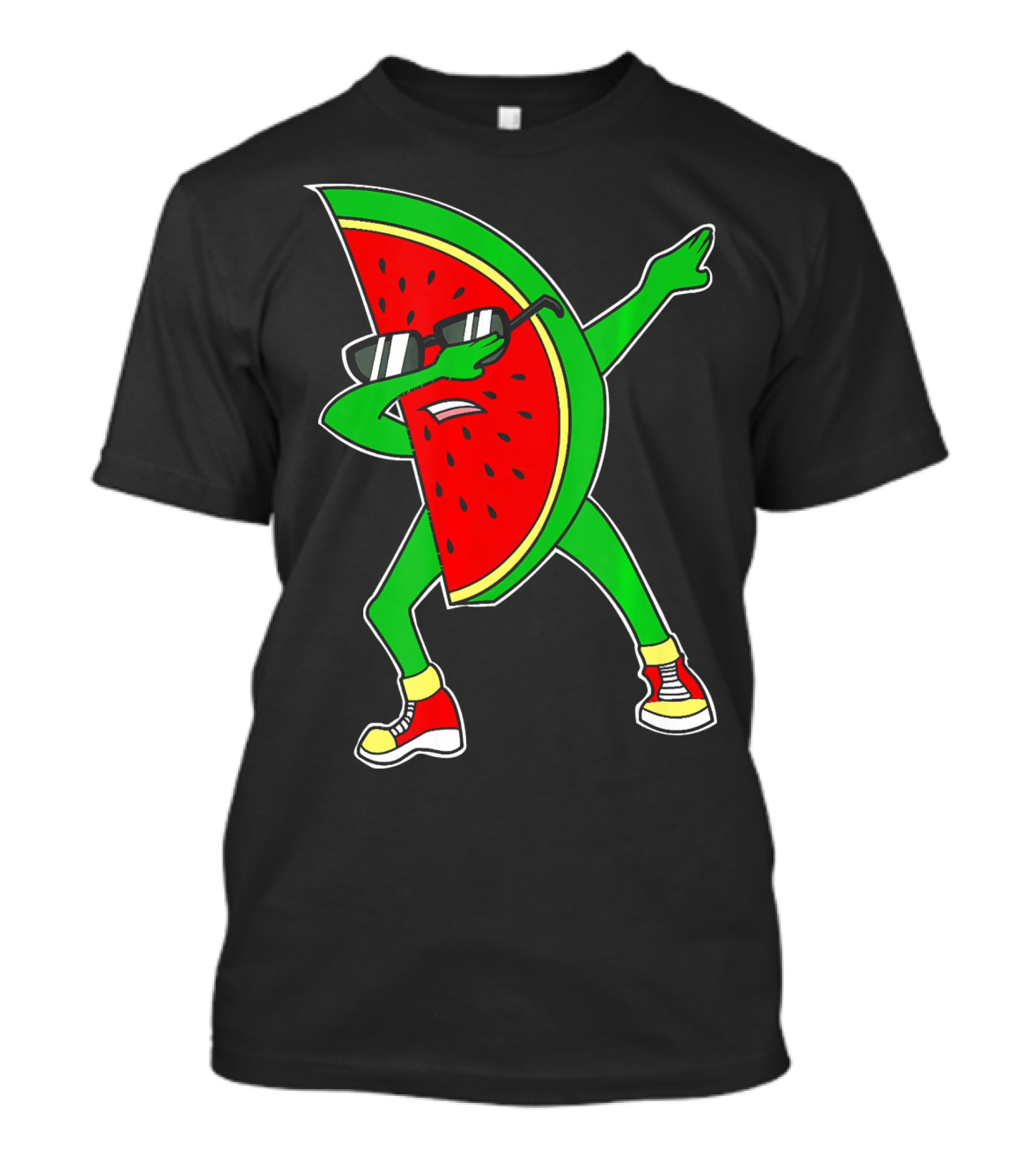 Watermelon Dabbing Wearing Sunglasses And Sneakers T-Shirt