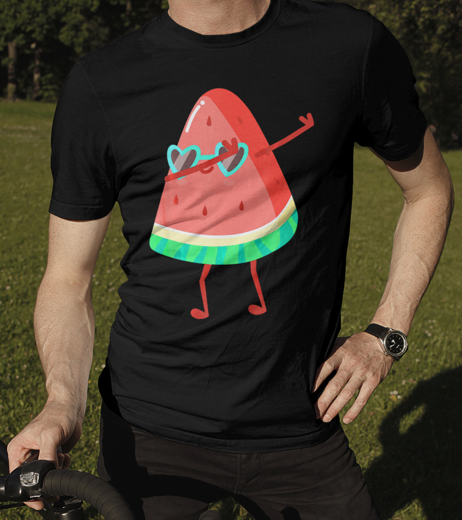 Dabbing Watermelon Wearing Heart Sunglasses Fruit Lover T-Shirt