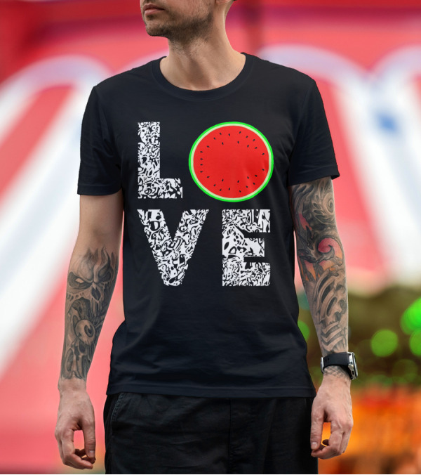 Premium T-Shirt: LOVE Watermelon Love Tropical Melon Summer T-Shirt LOVE Watermelon Love Tropical Melon Summer T-Shirt
