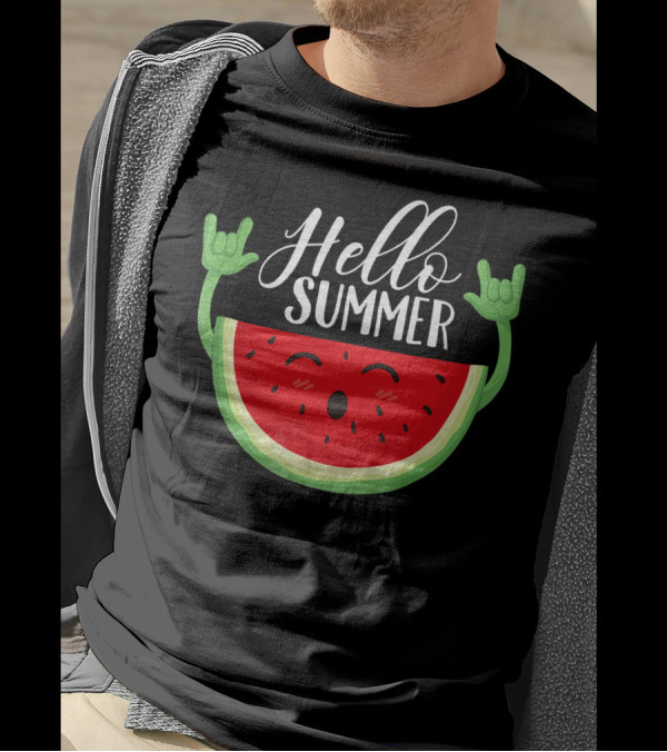 Hello Summer Watermelon Rock And Roll Mood T-Shirt