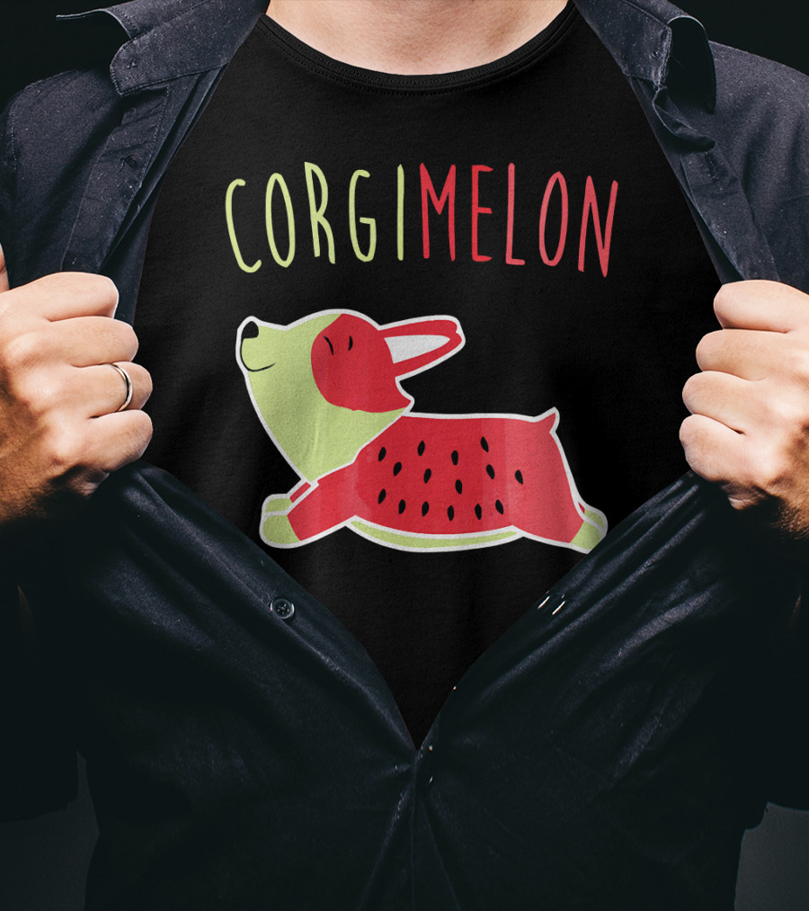 Corgimelon Funny Corgi Dog Plus Watermelon T-Shirt