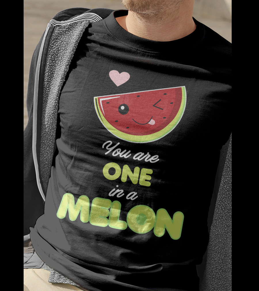 You Are One In A Melon Funny Winking Watermelon Slice And Heart T-Shirt