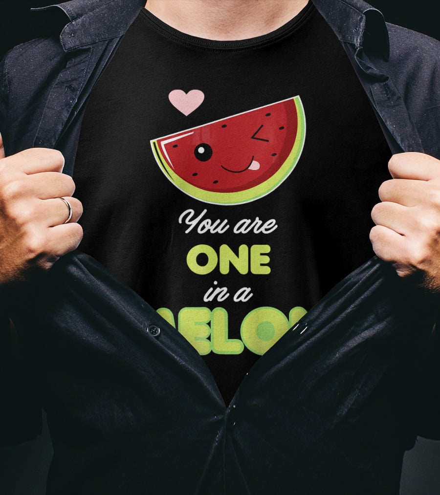 You Are One In A Melon Funny Winking Watermelon Slice And Heart T-Shirt