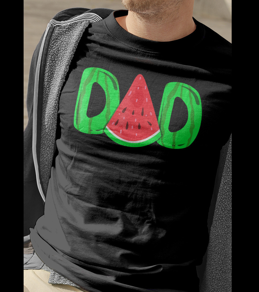 DAD Watermelon Slice Lettering Fun Summer Vibes T-Shirt