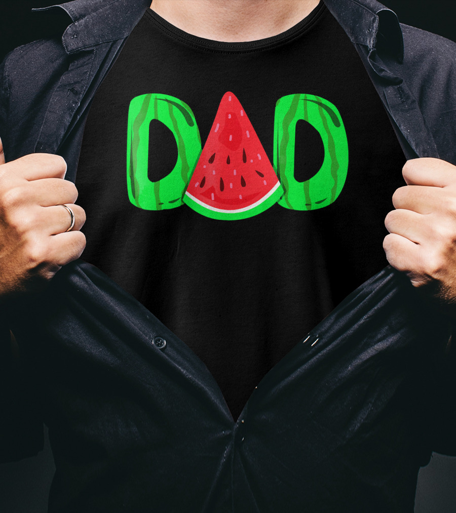 DAD Watermelon Slice Lettering Fun Summer Vibes T-Shirt