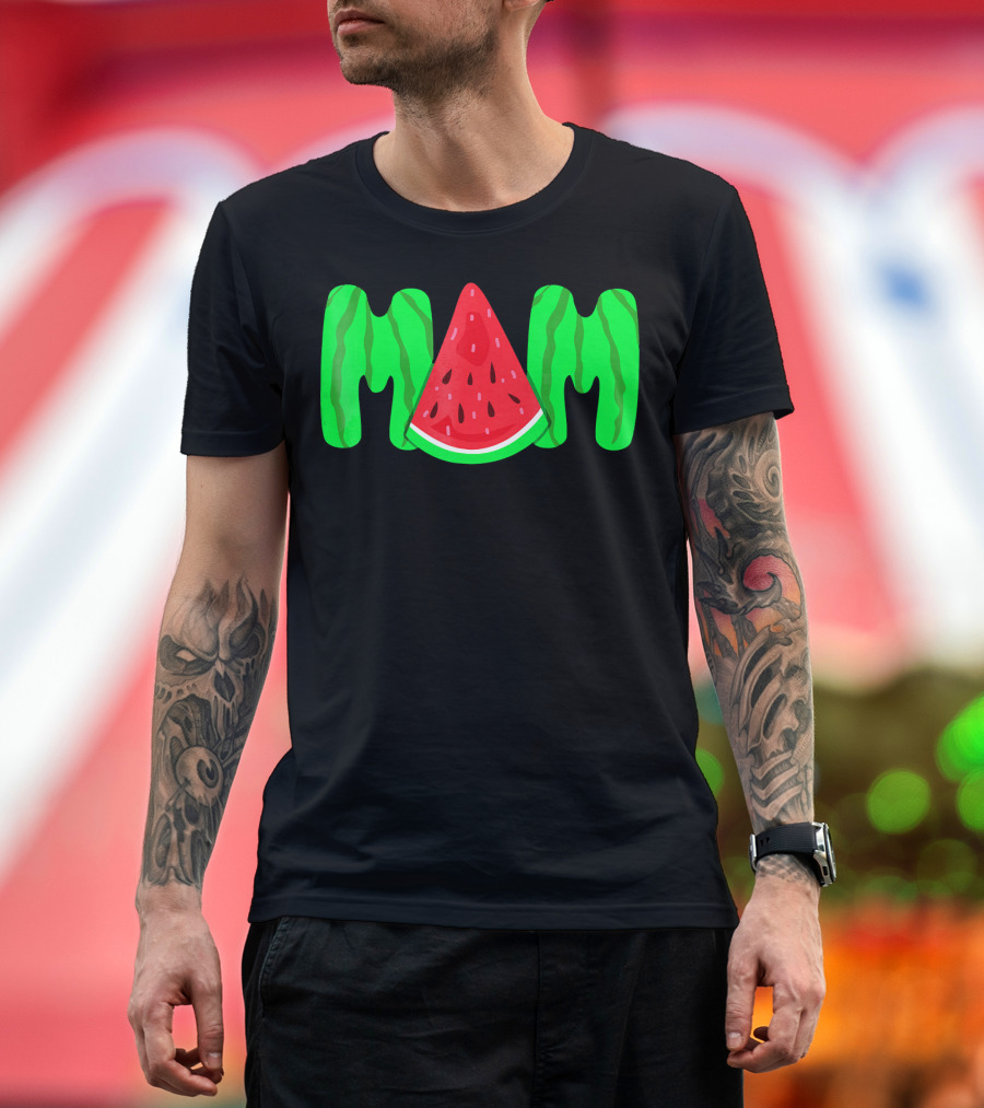 Mom Watermelon Slice Typography T-Shirt