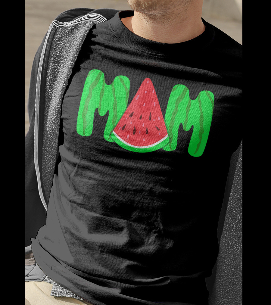 Mom Watermelon Slice Typography T-Shirt
