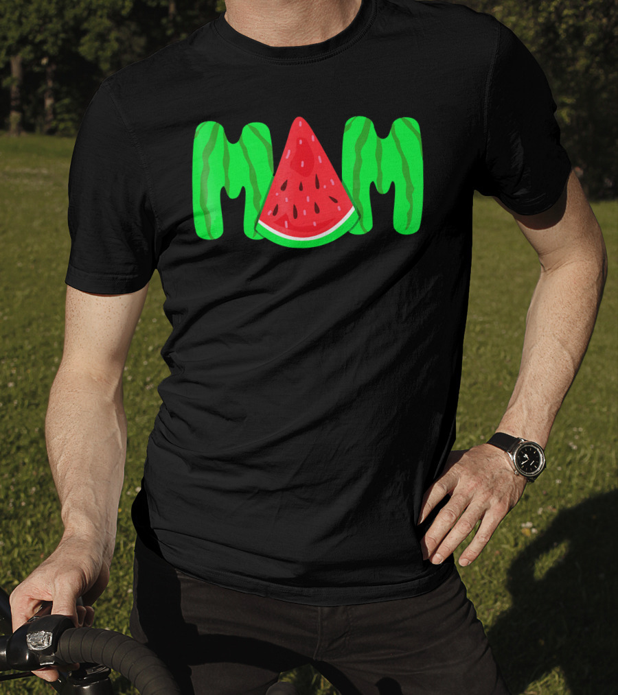 Mom Watermelon Slice Typography T-Shirt