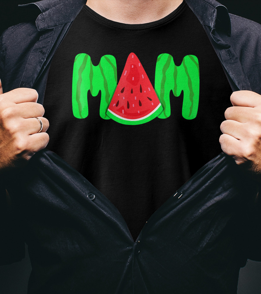 Mom Watermelon Slice Typography T-Shirt
