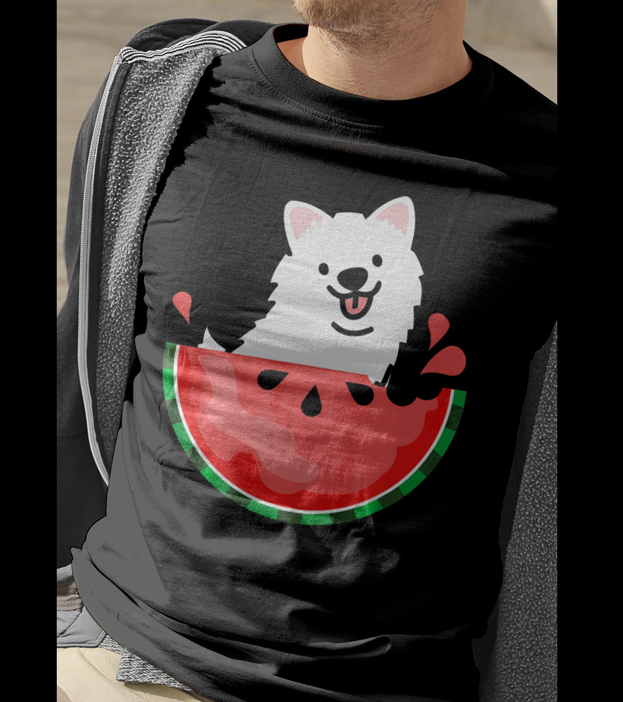 Watermelon Samoyed Summer Va Playful Pup Fun T-Shirt