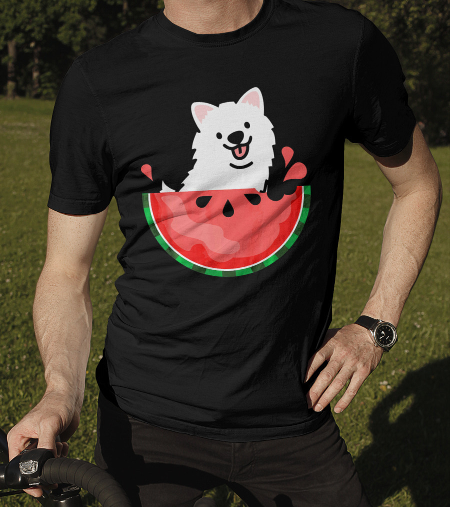 Watermelon Samoyed Summer Va Playful Pup Fun T-Shirt