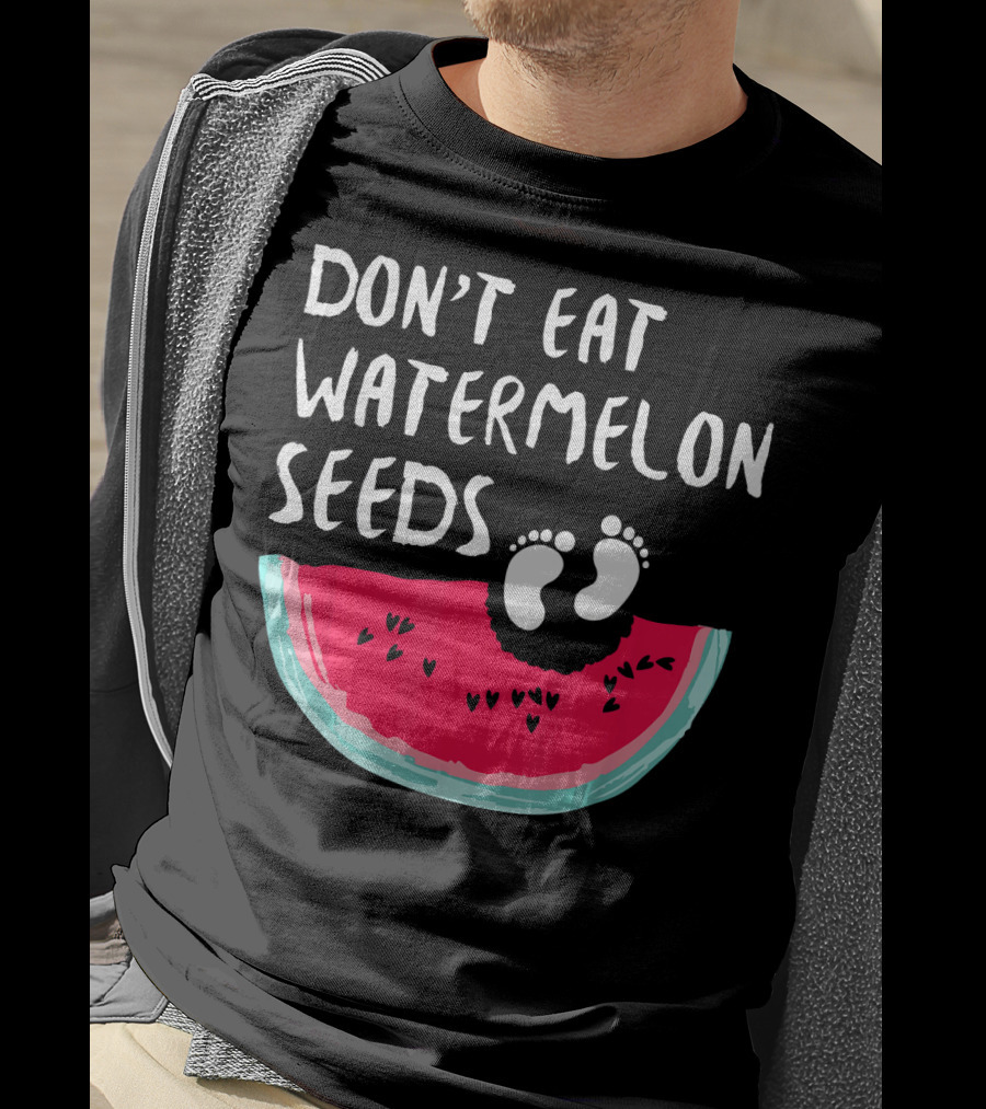 Don't Eat Watermelon Seeds Baby Announcement Footprints T-Shirt