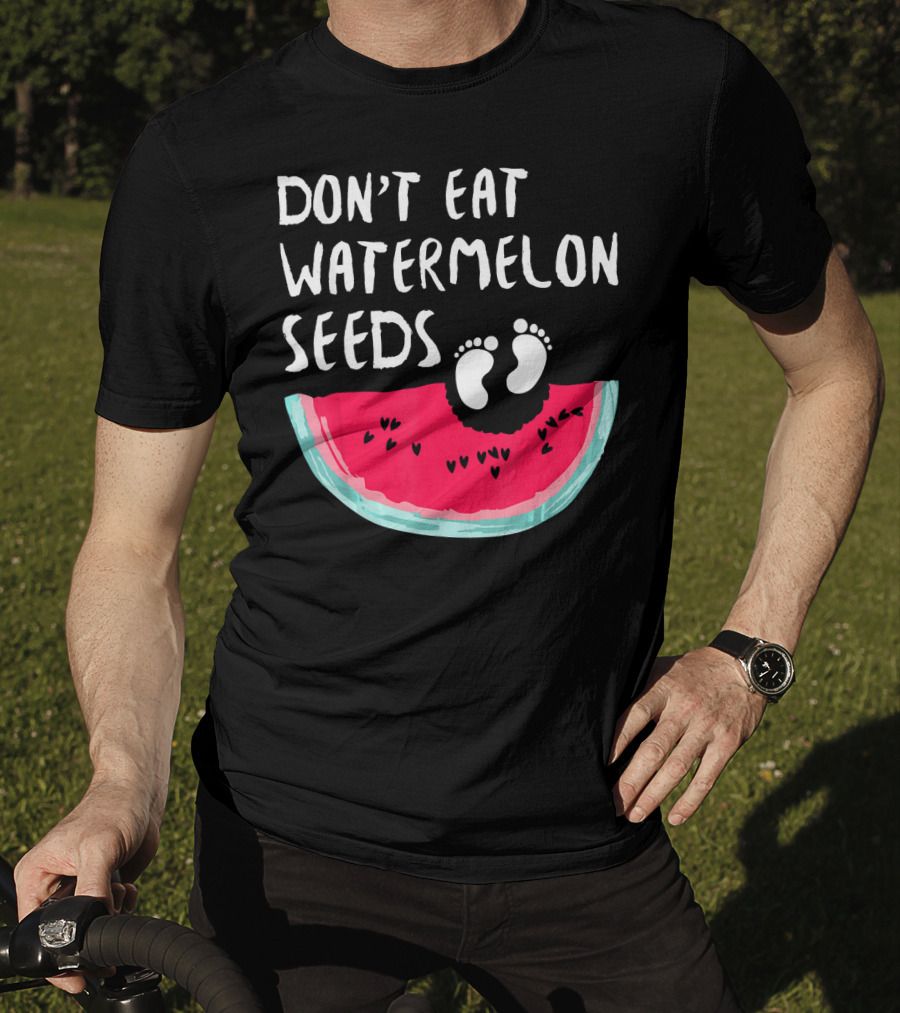 Don't Eat Watermelon Seeds Baby Announcement Footprints T-Shirt