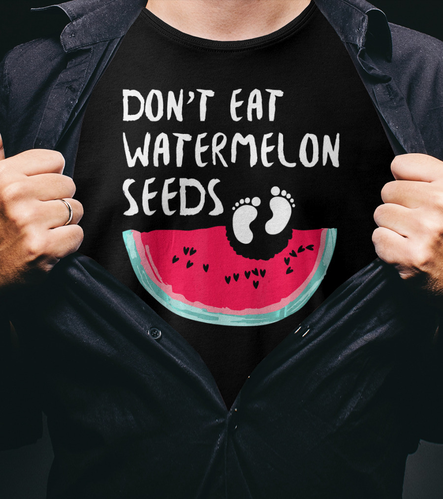 Don't Eat Watermelon Seeds Baby Announcement Footprints T-Shirt