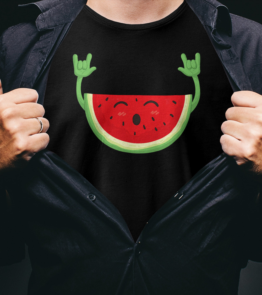 Rockin' Dancing Watermelon With Raised Hands T-Shirt