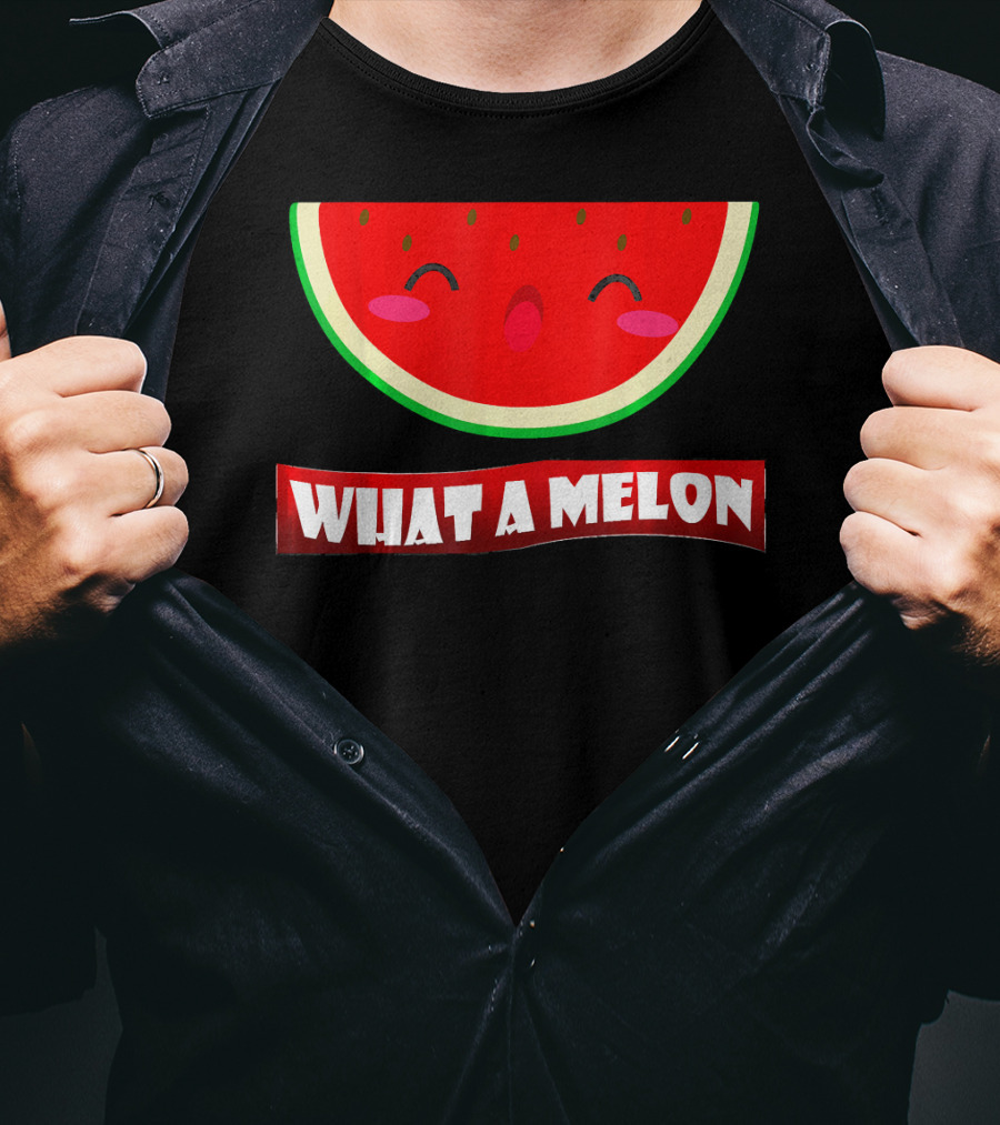 WIHAT A MELON Cute Smiling Watermelon Slice T-Shirt