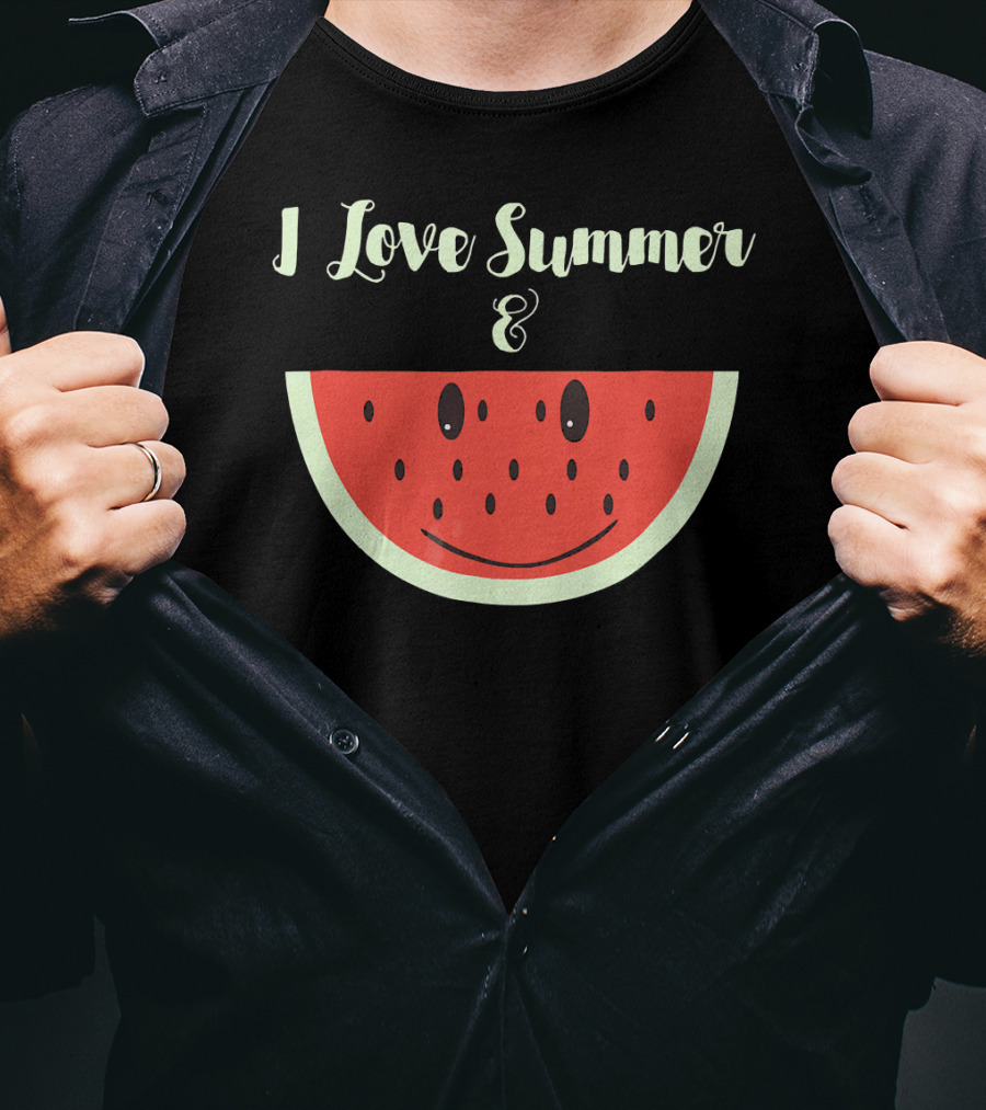 I Love Summer And Smiling Watermelon Fun T-Shirt