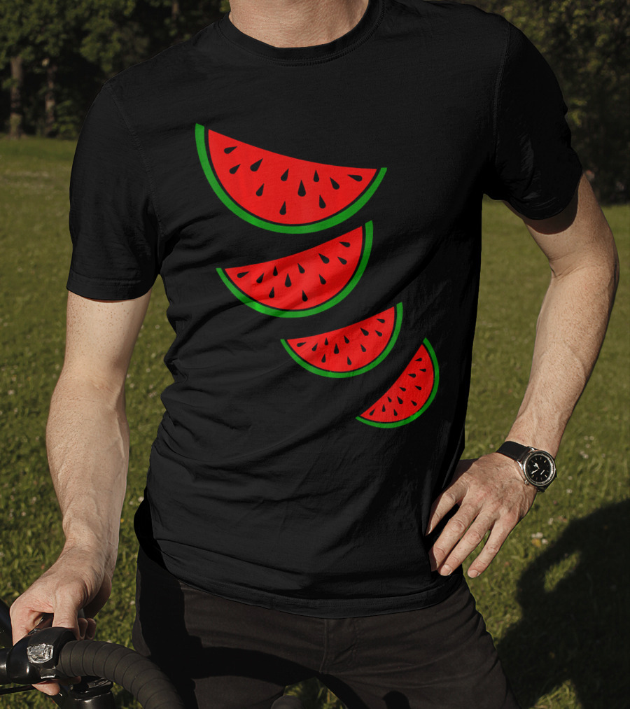 Watermelon Pink Green White Slices Diagonal T-Shirt
