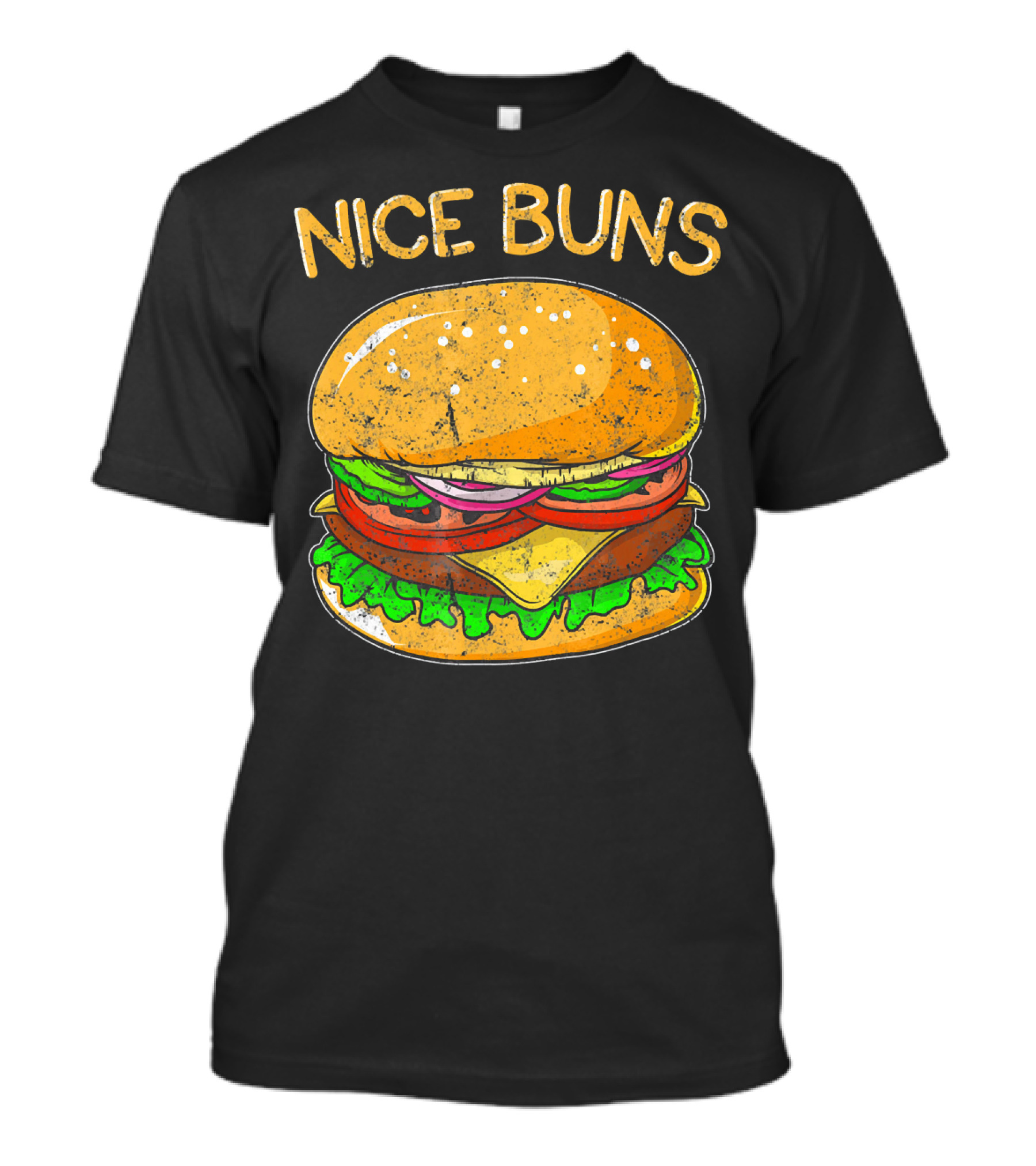 Nice Buns Funny Burger Distressed Hamburger T-Shirt