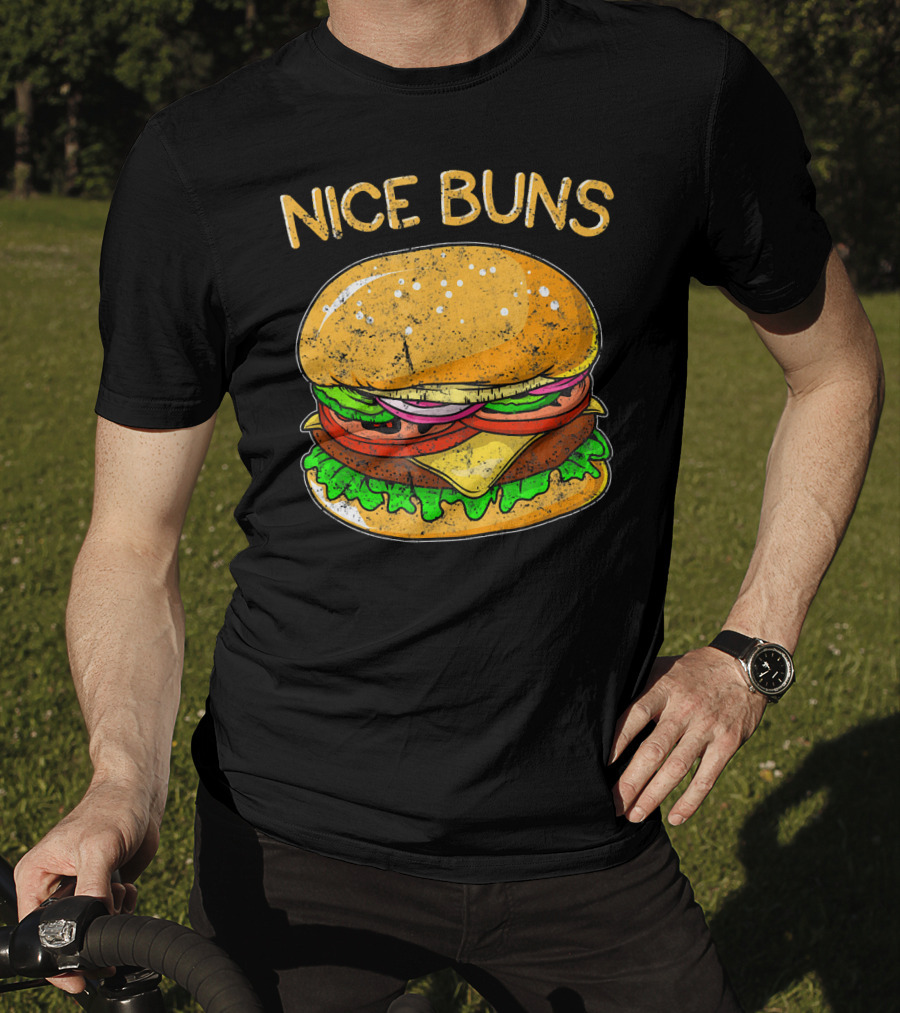 Nice Buns Funny Burger Distressed Hamburger T-Shirt
