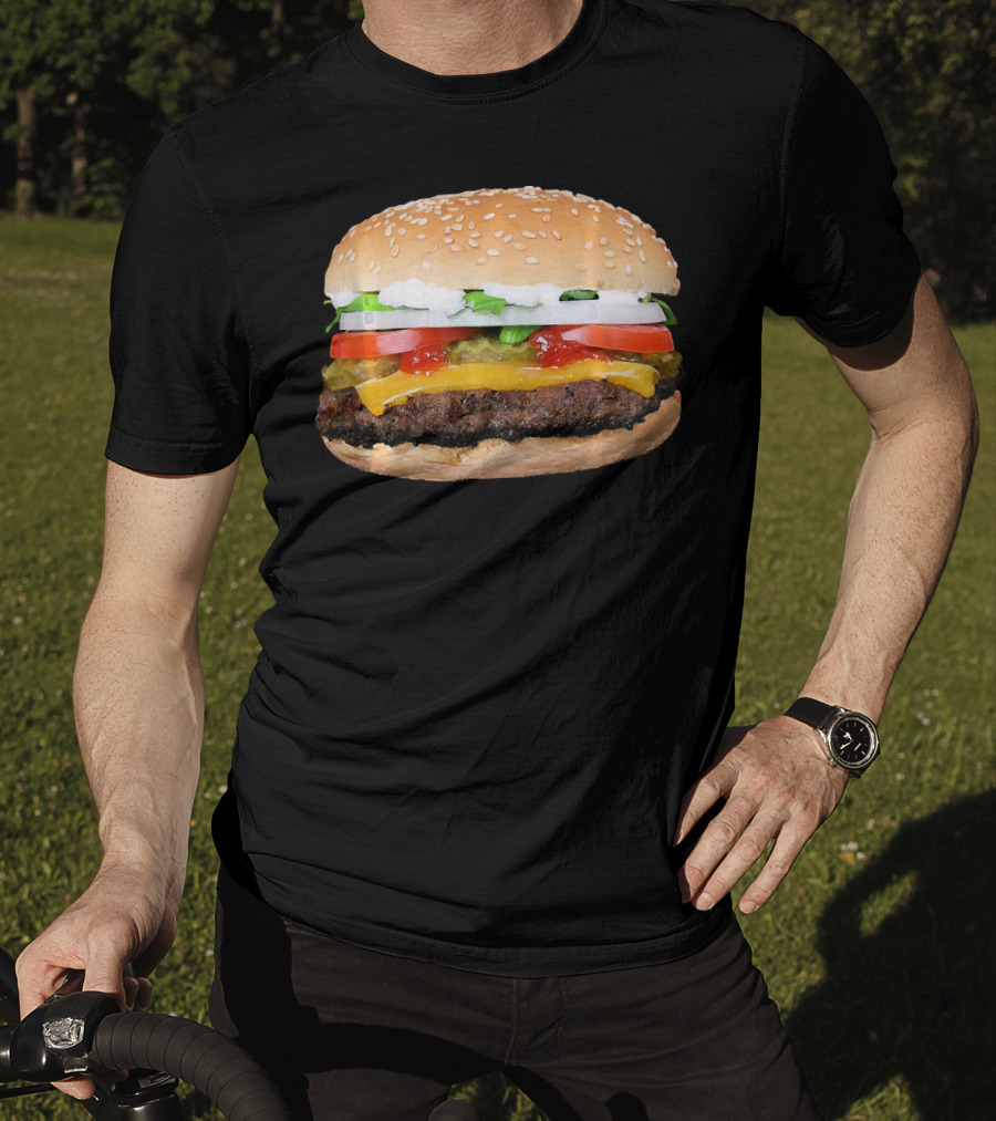 Hamburger Cheeseburger Classic Juicy Sandwich With Cheese And Vegetables T-Shirt