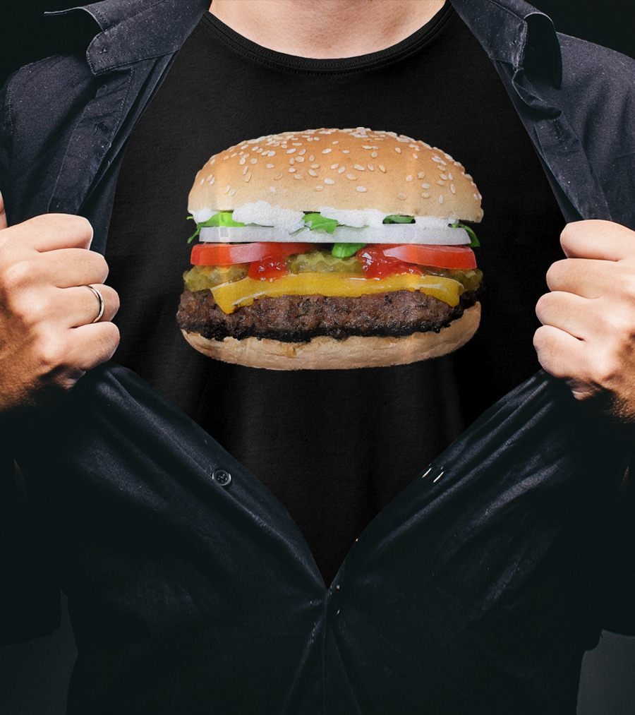 Hamburger Cheeseburger Classic Juicy Sandwich With Cheese And Vegetables T-Shirt