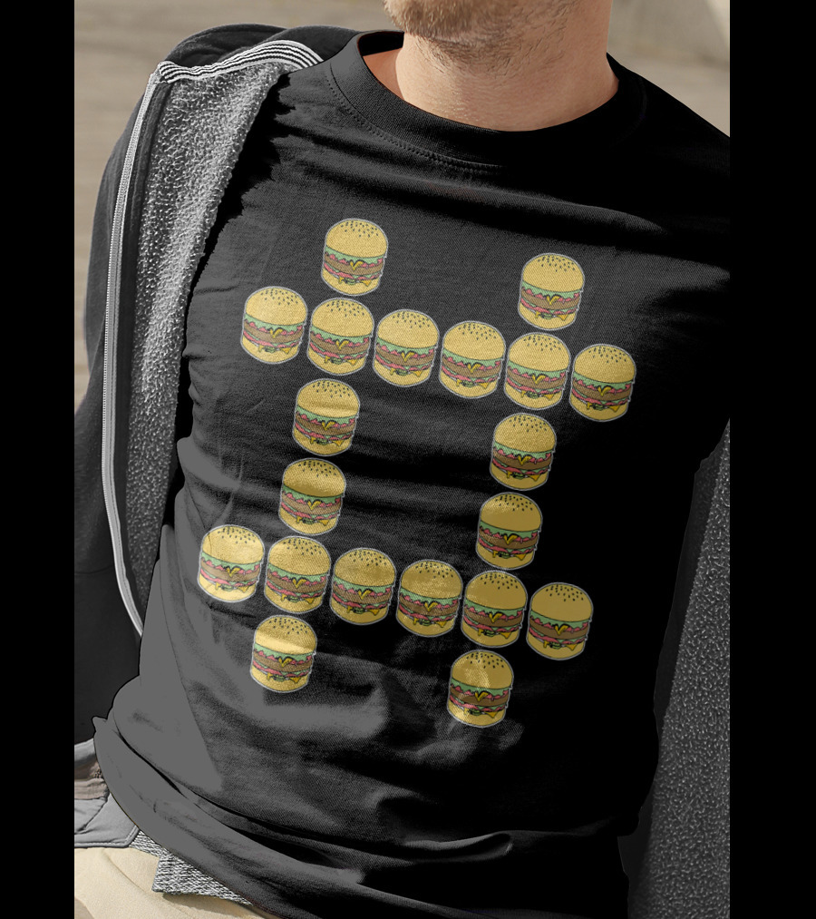 Hashtag Hamburger Funny Cheese Pattern Burger T-Shirt