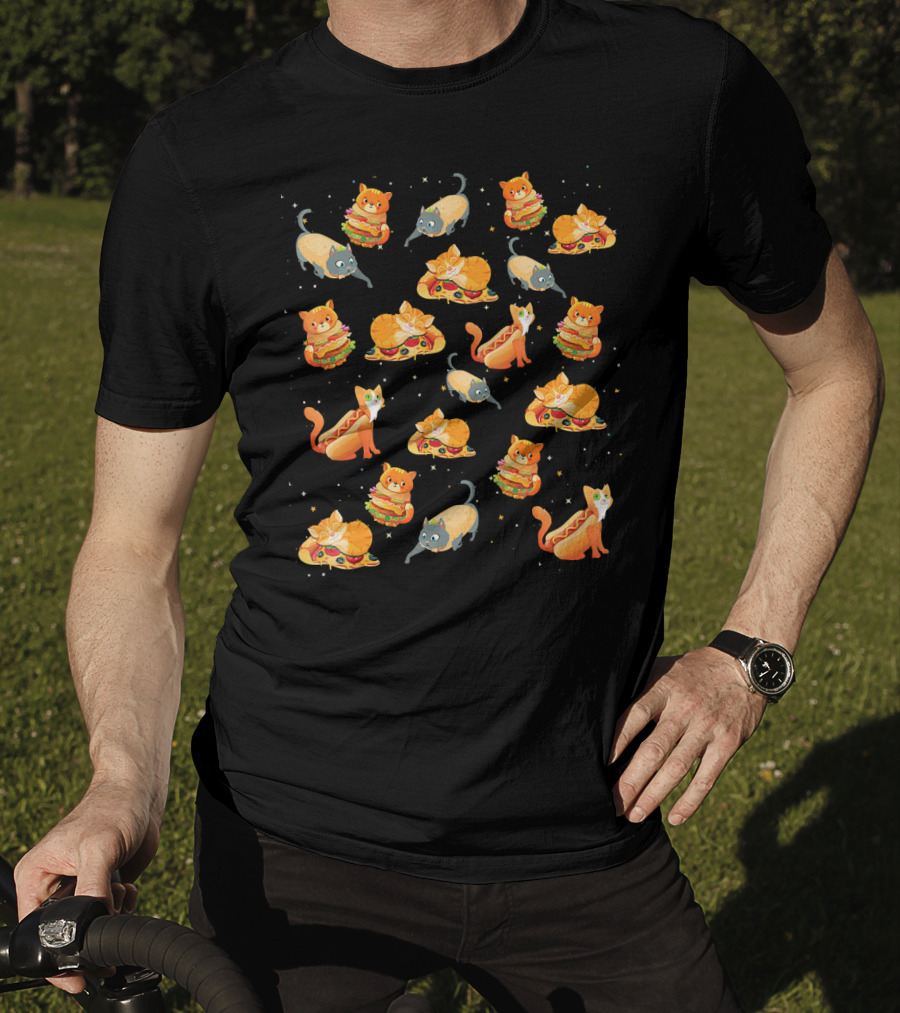 Crazy Space Cat Food Pizza Taco Hot Dog Delight T-Shirt