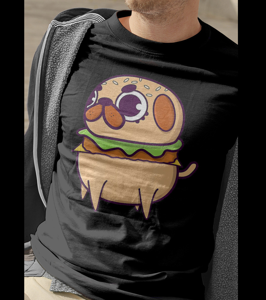 Cute Pug Hamburger Funny Pug Burger Love T-Shirt