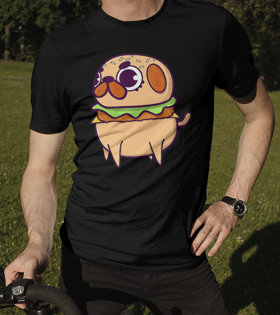 Cute Pug Hamburger Funny Pug Burger Love T-Shirt
