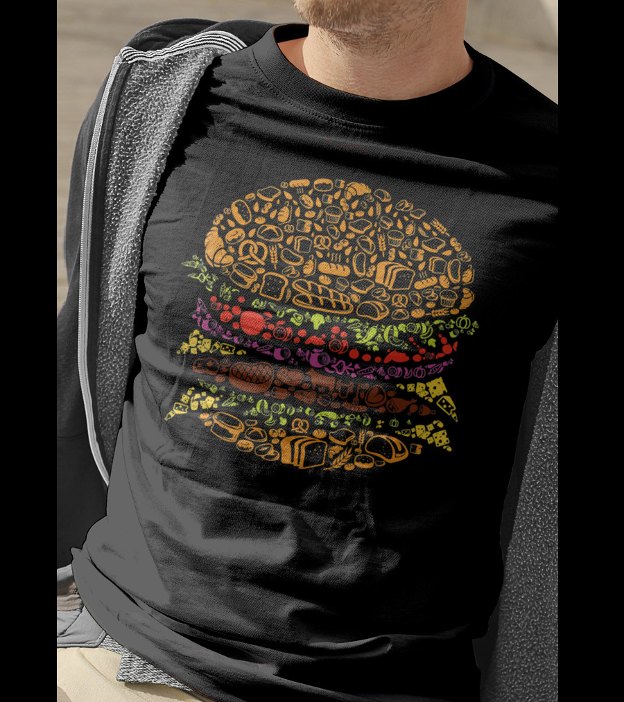 Vintage Cheeseburger Iconic Ingredients Montage T-Shirt