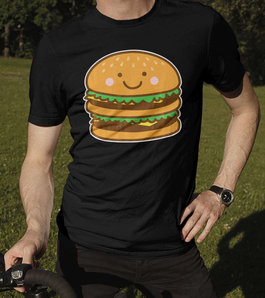 Funny Cute Burger Smiley Face Halloween Costume T-Shirt