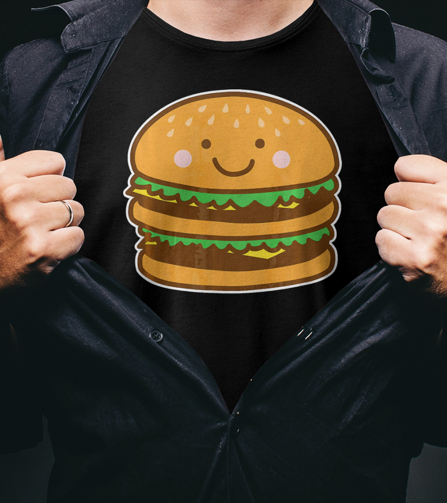 Funny Cute Burger Smiley Face Halloween Costume T-Shirt