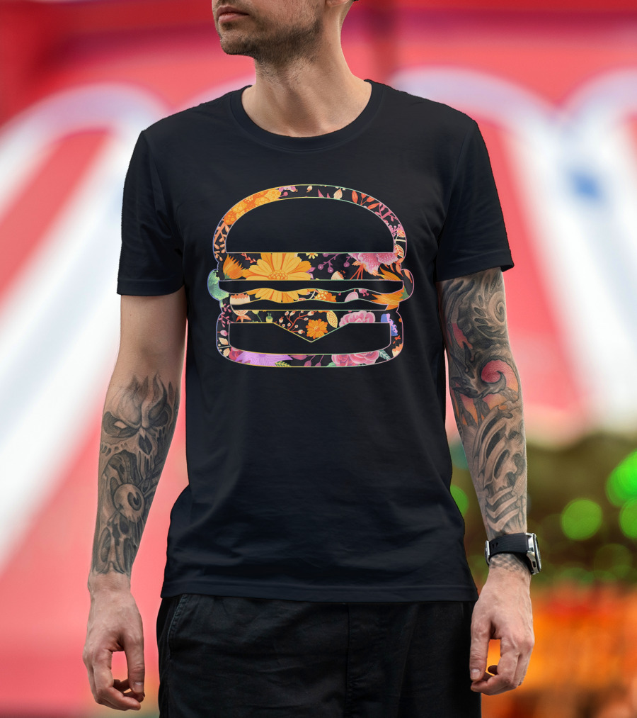 Floral Flower Vintage Retro Hamburger T-Shirt