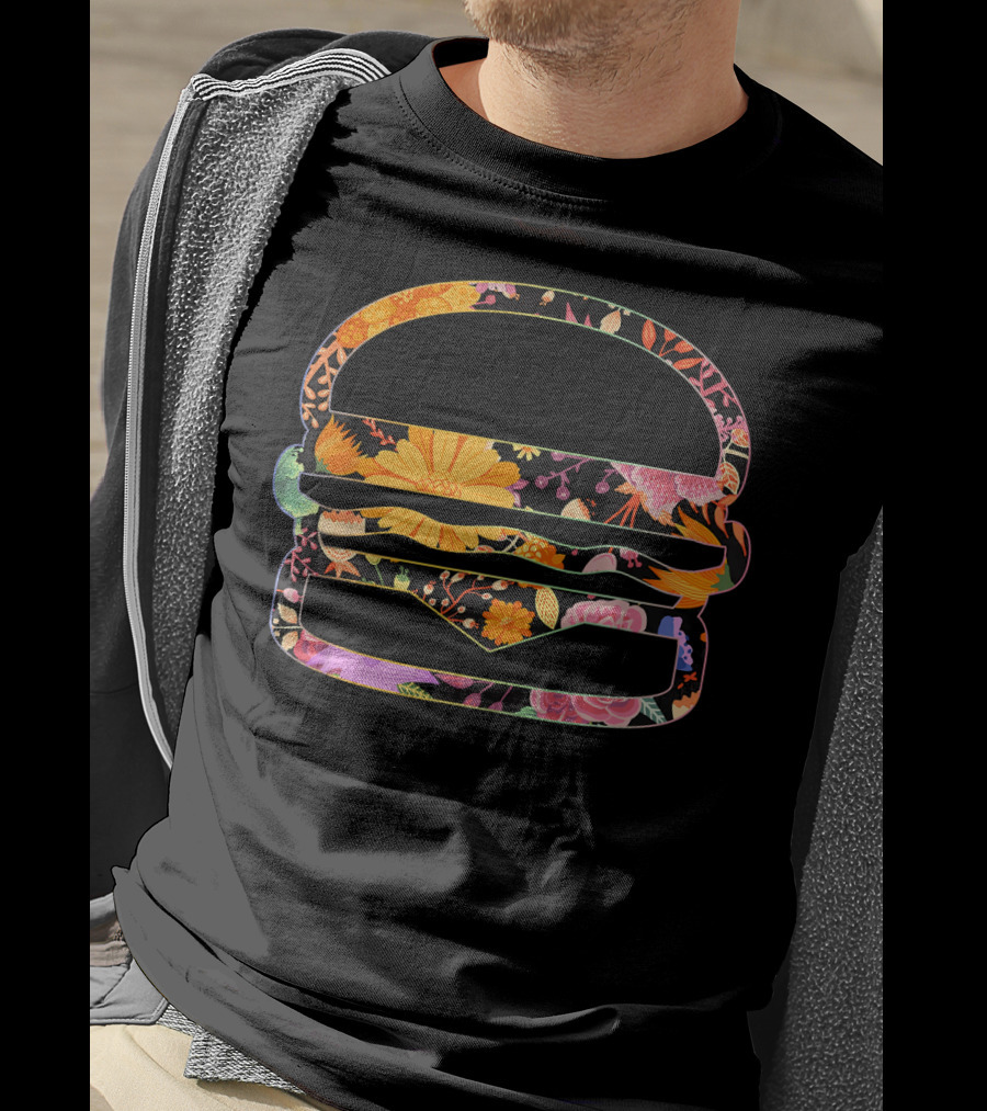 Floral Flower Vintage Retro Hamburger T-Shirt