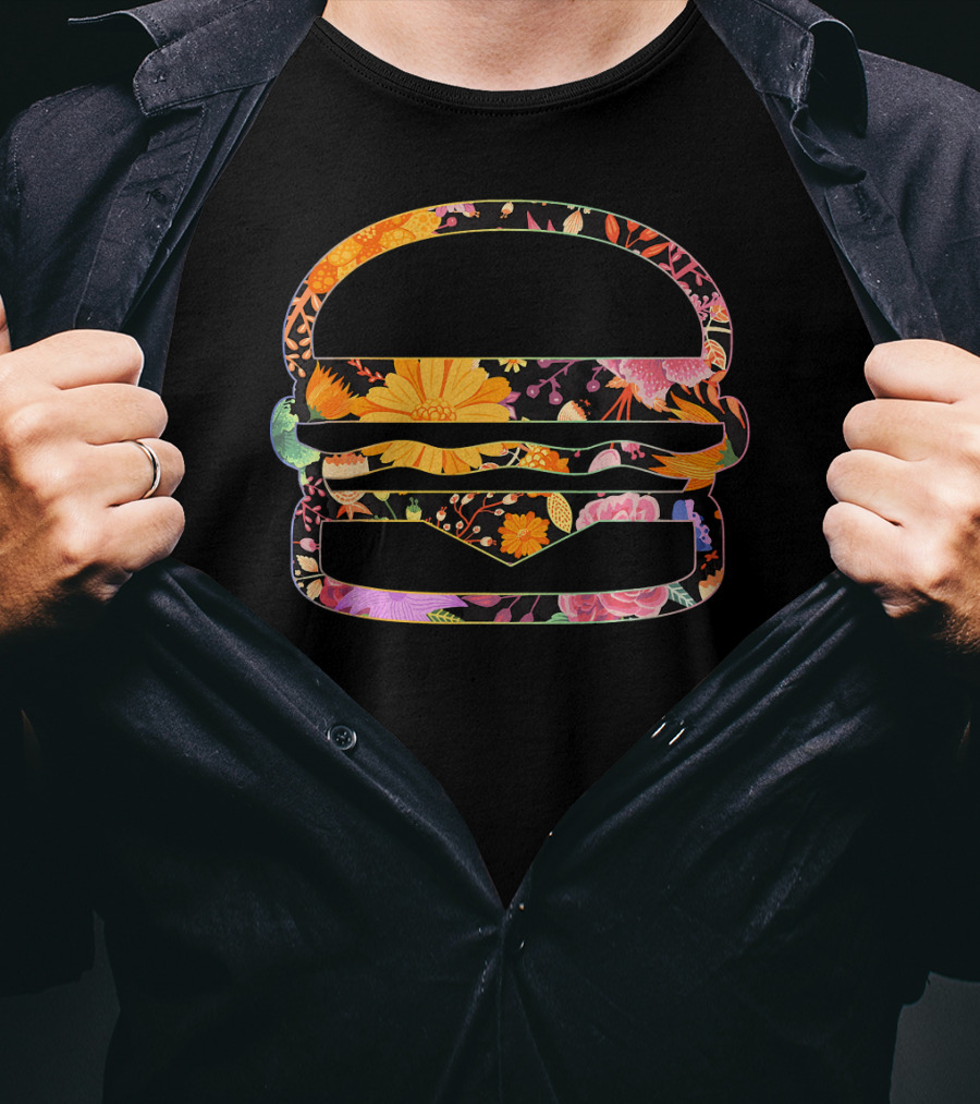 Floral Flower Vintage Retro Hamburger T-Shirt
