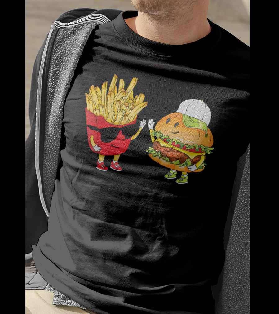 Hamburger Fries High Five Cool Fun Combo T-Shirt