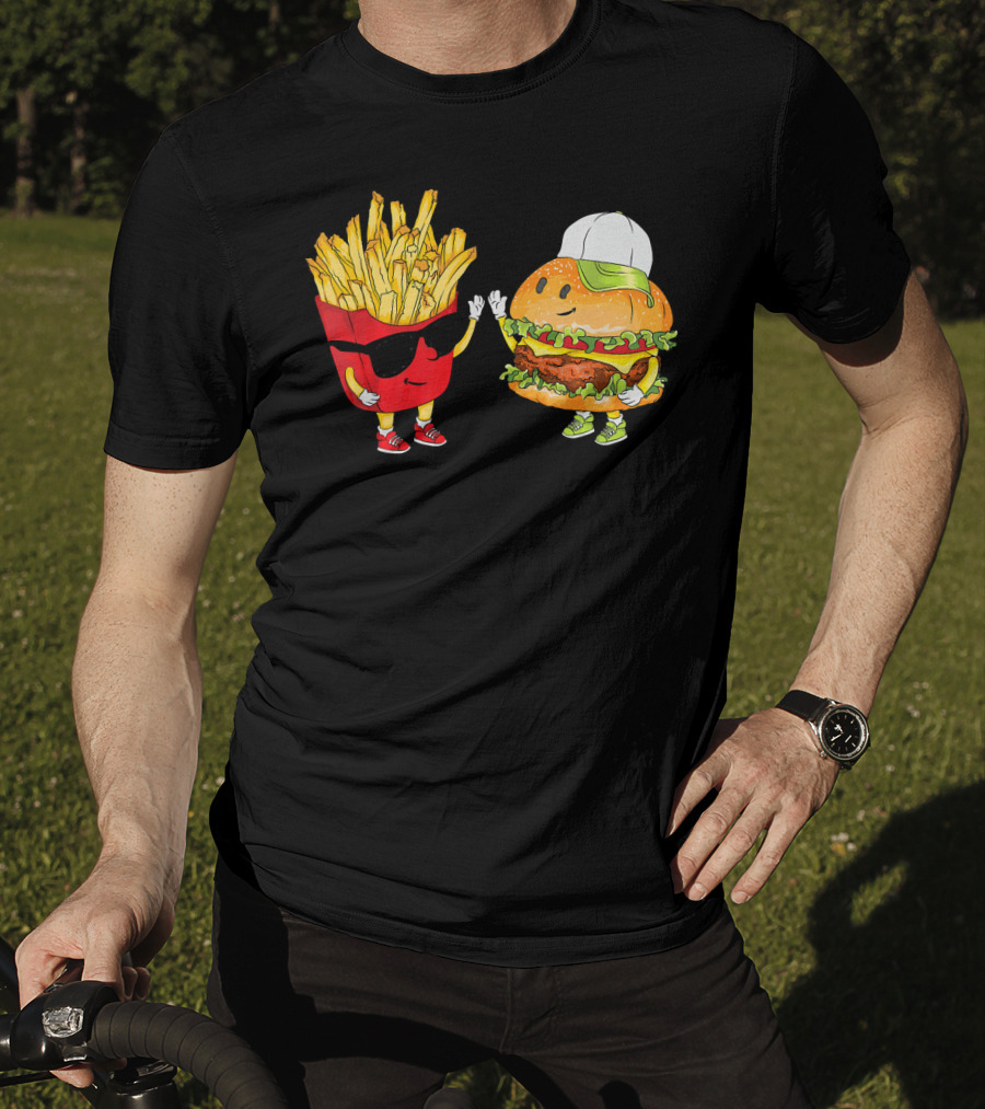 Hamburger Fries High Five Cool Fun Combo T-Shirt