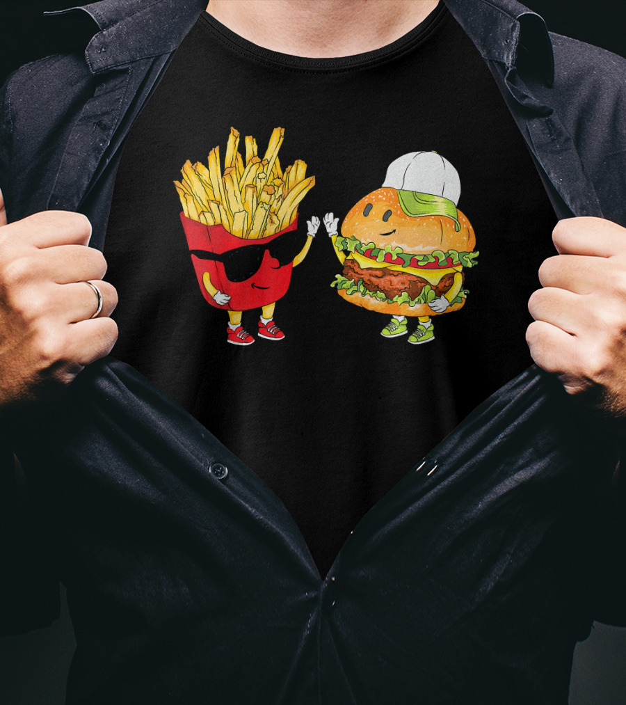 Hamburger Fries High Five Cool Fun Combo T-Shirt