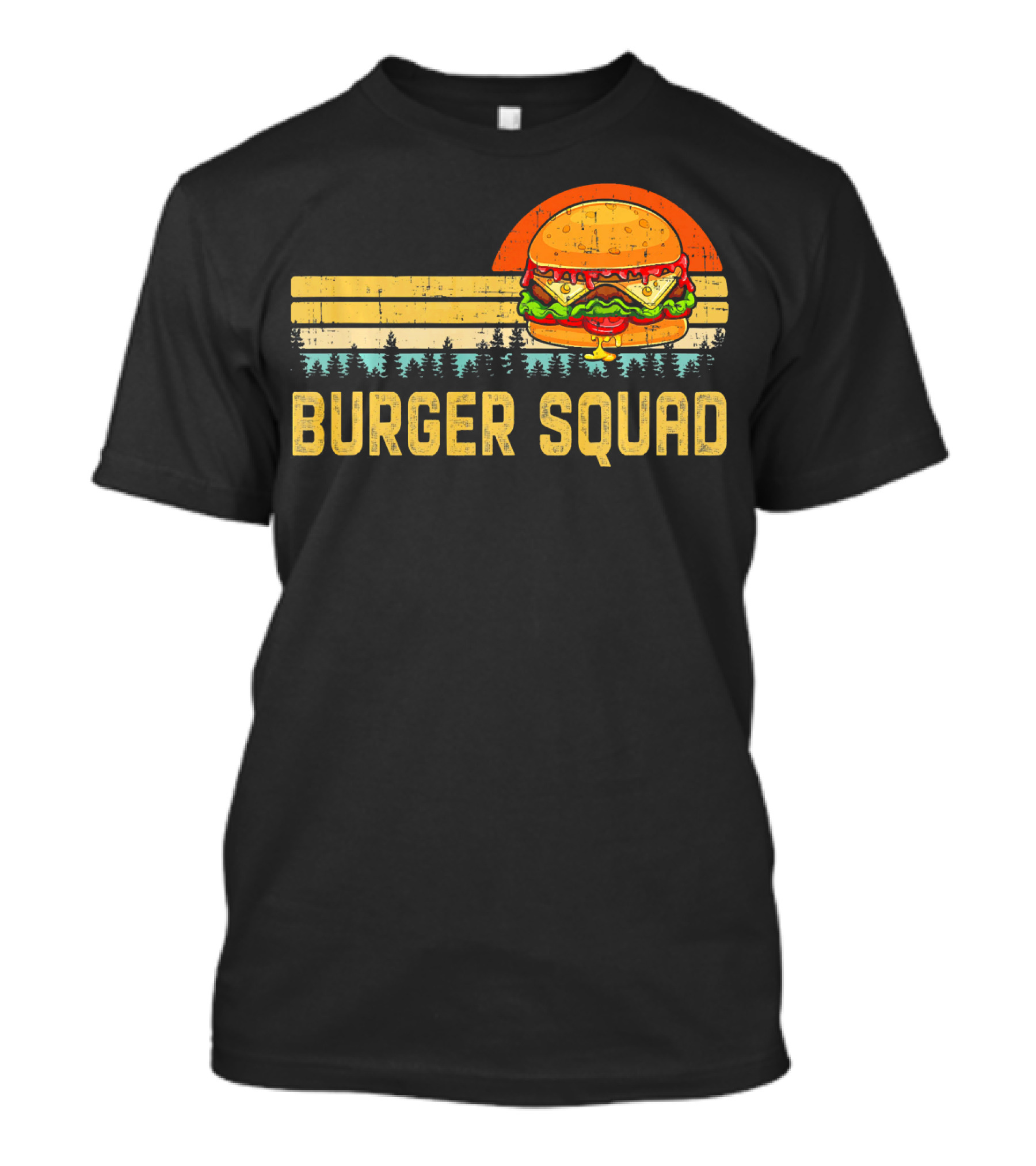Burger Squad Retro Sunset Cheeseburger Foodie Lover T-Shirt
