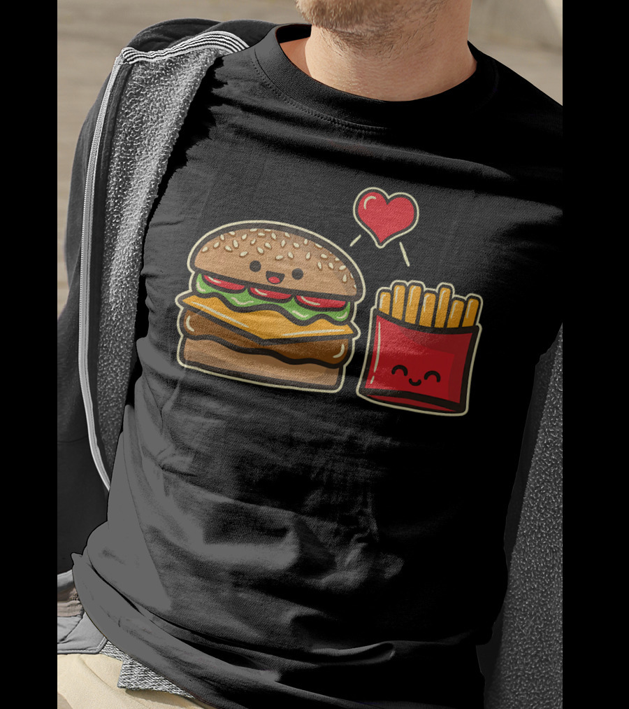 Burger And Fries Love Food T-Shirt