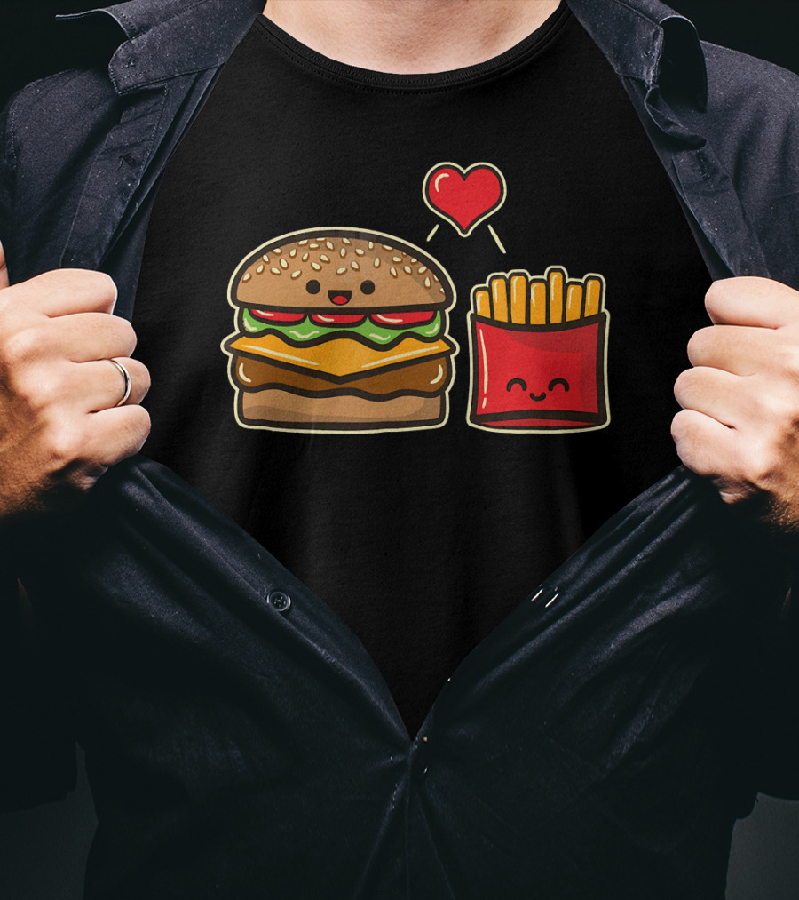 Burger And Fries Love Food T-Shirt